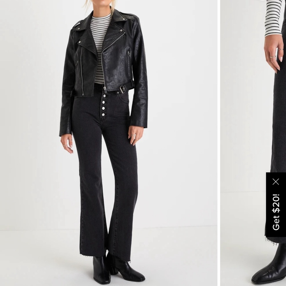 Eastcoast Crop Flare Washed Black High Rise Denim Jeans